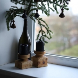 Set of two old wooden candle holder By ...